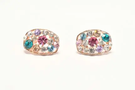 Gold Colour Crystal Studs Earring 1 - Freyaa